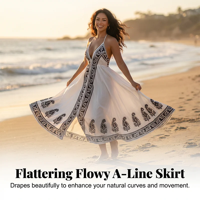 Bohemian Halter Neck Backless Maxi Dress