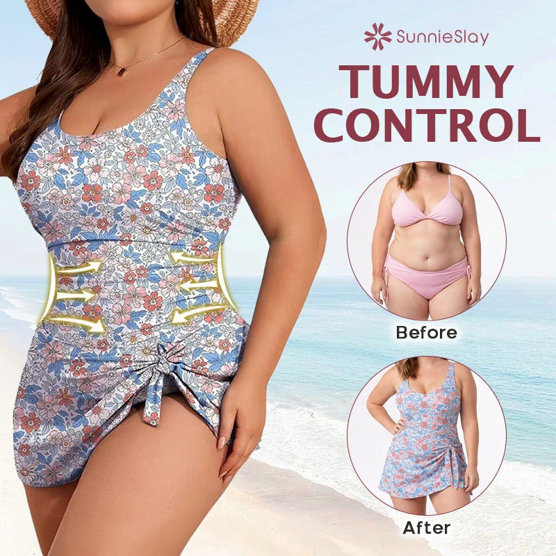 SunnieSlay - One-Piece Swimdress for Women with Tummy Control