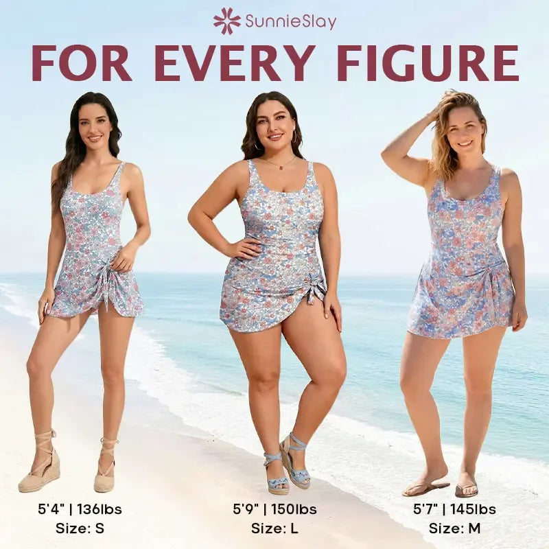 SunnieSlay - One-Piece Swimdress for Women with Tummy Control
